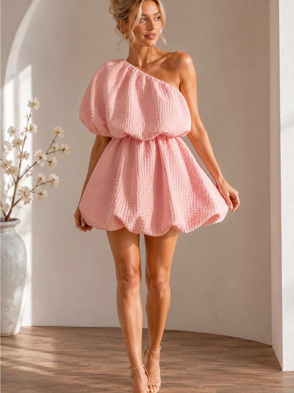 NWT - ASOS DESIGN Pink One Shoulder Bubble Dress - Size 0